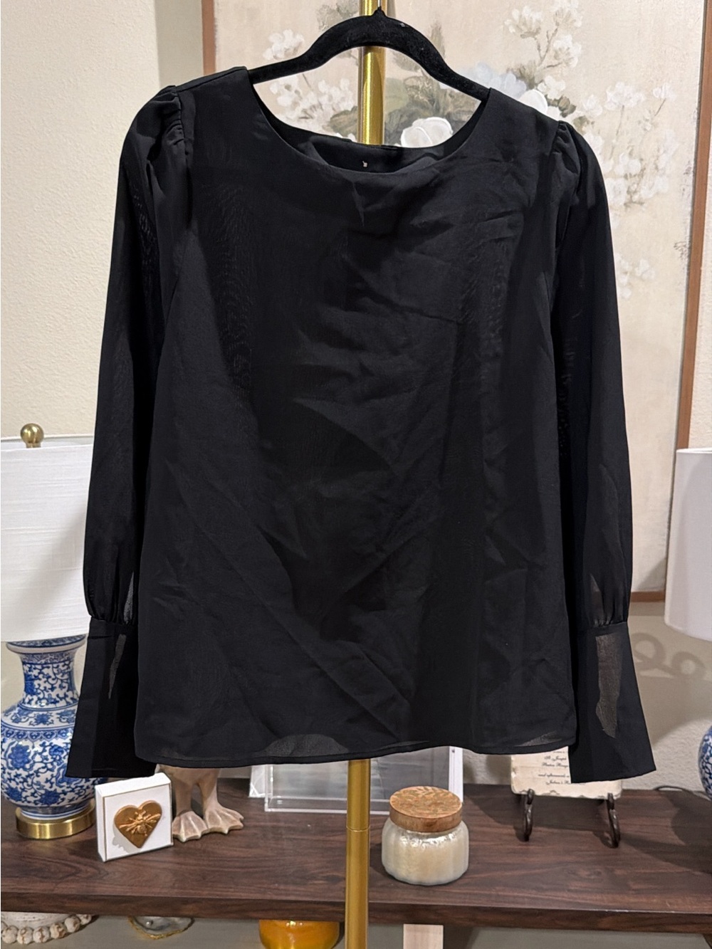 Classic Black Long-Sleeve Blouse